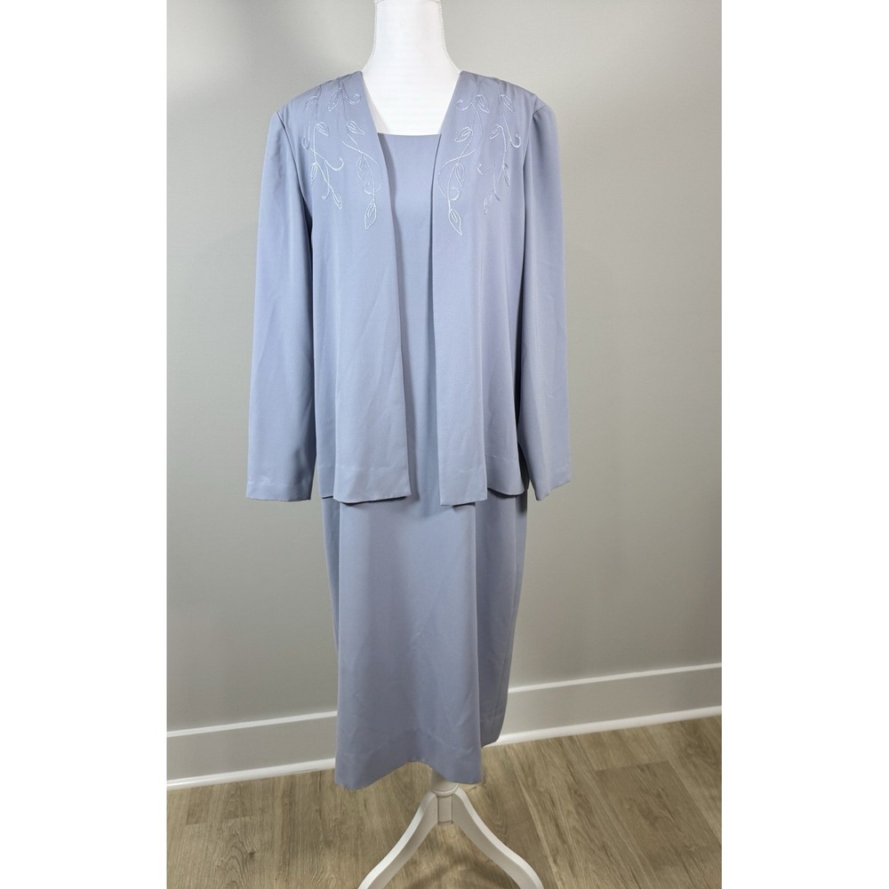 Henry Lee Vintage Layered Dress L Lavender Embroidered Jacket Look Wedding Guest